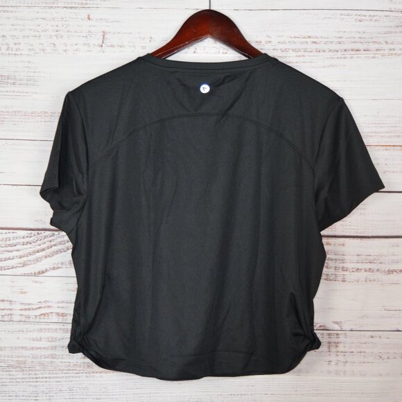Baleaf Womens Cropped Running Workout Top Shirt Sz Large Short Sleeve Black NWT - Picture 4 of 16